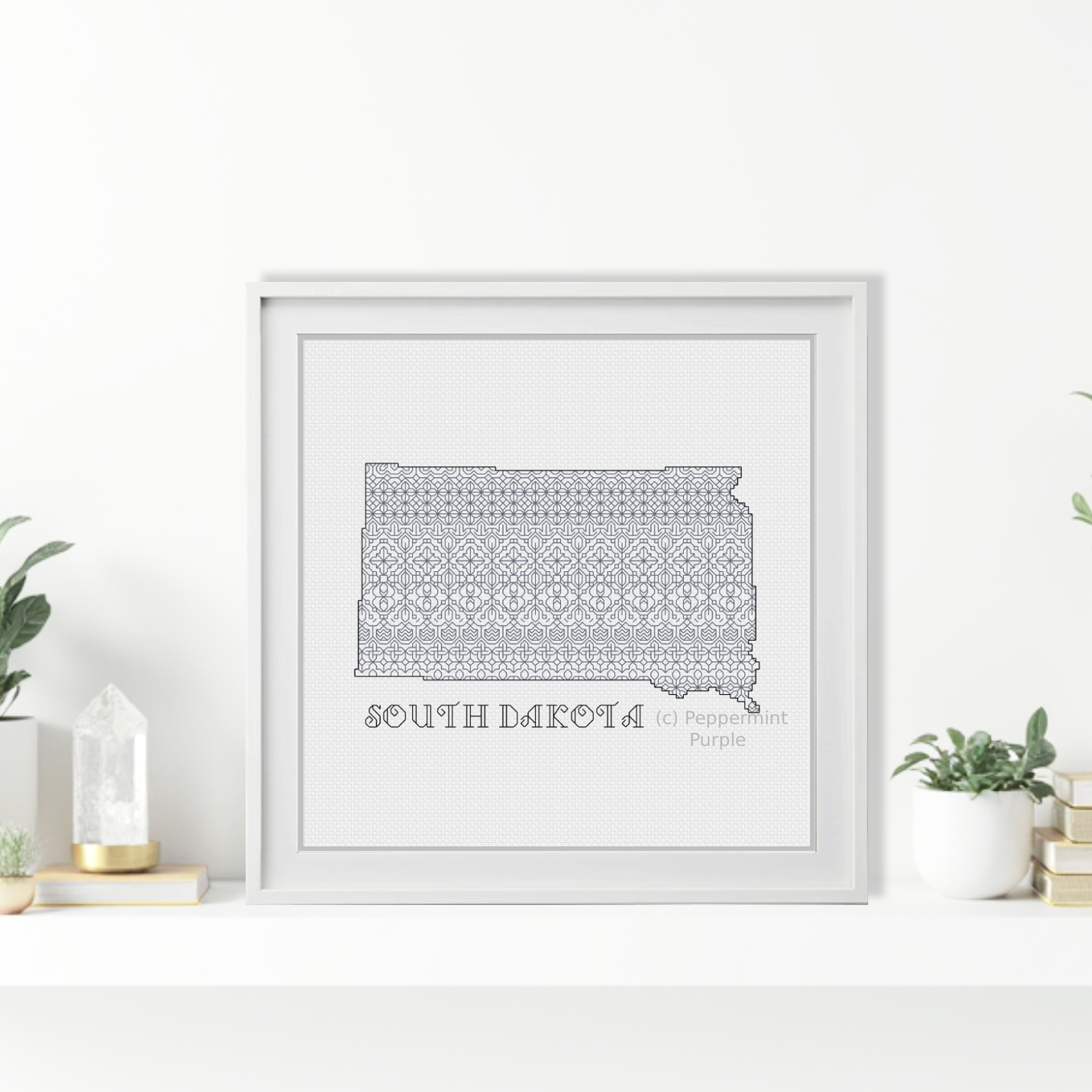 South Dakota Blackwork Blackwork Pattern by Peppermint Purple