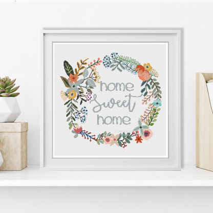 Home Sweet Home Cross Stitch Pattern by Peppermint Purple