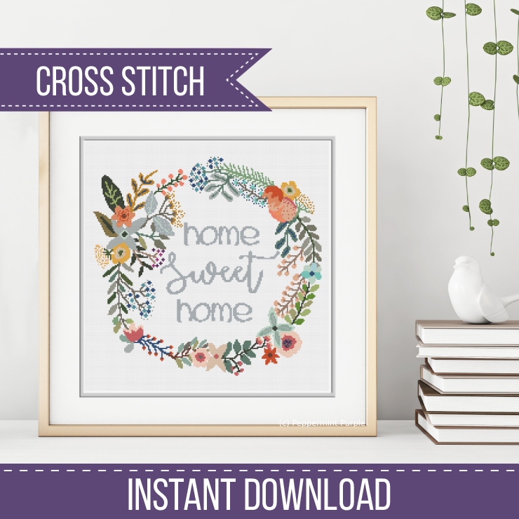 Home Sweet Home Cross Stitch Pattern by Peppermint Purple