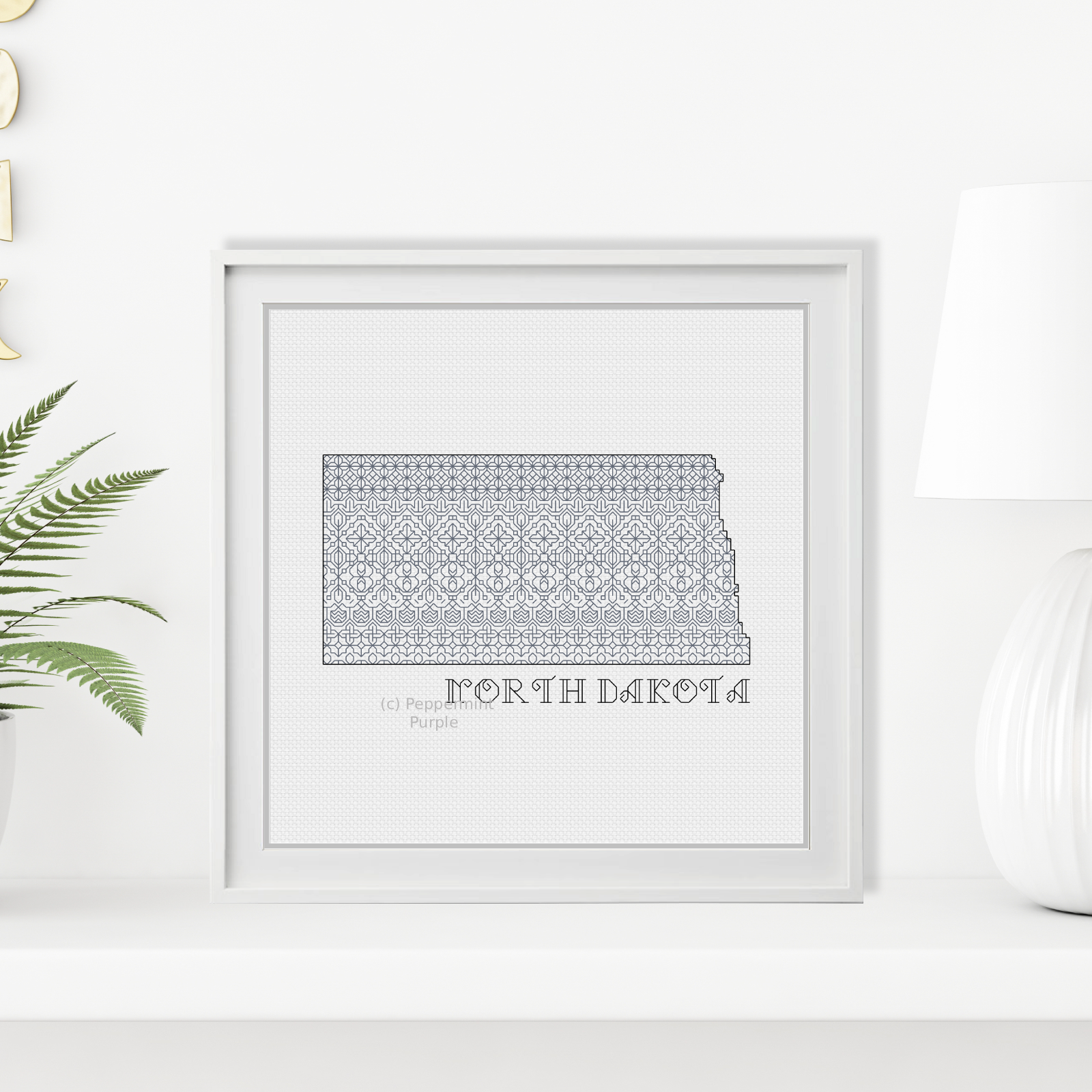 North Dakota Blackwork Blackwork Pattern by Peppermint Purple