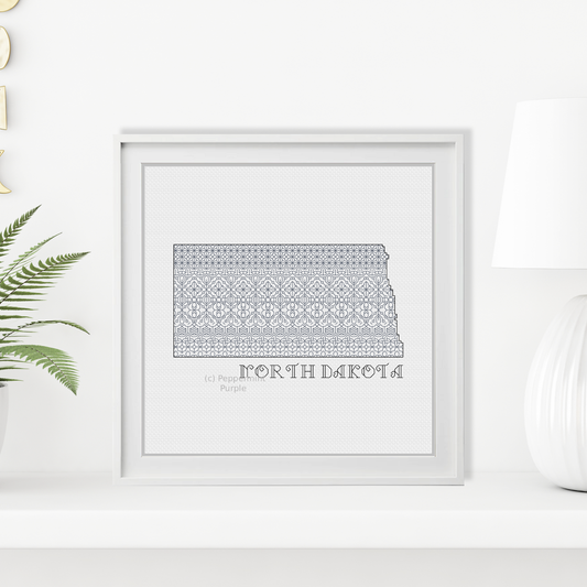 North Dakota Blackwork Blackwork Pattern by Peppermint Purple