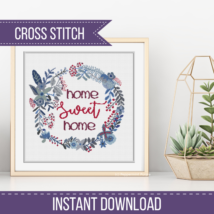 Home Sweet Home Cross Stitch Pattern by Peppermint Purple