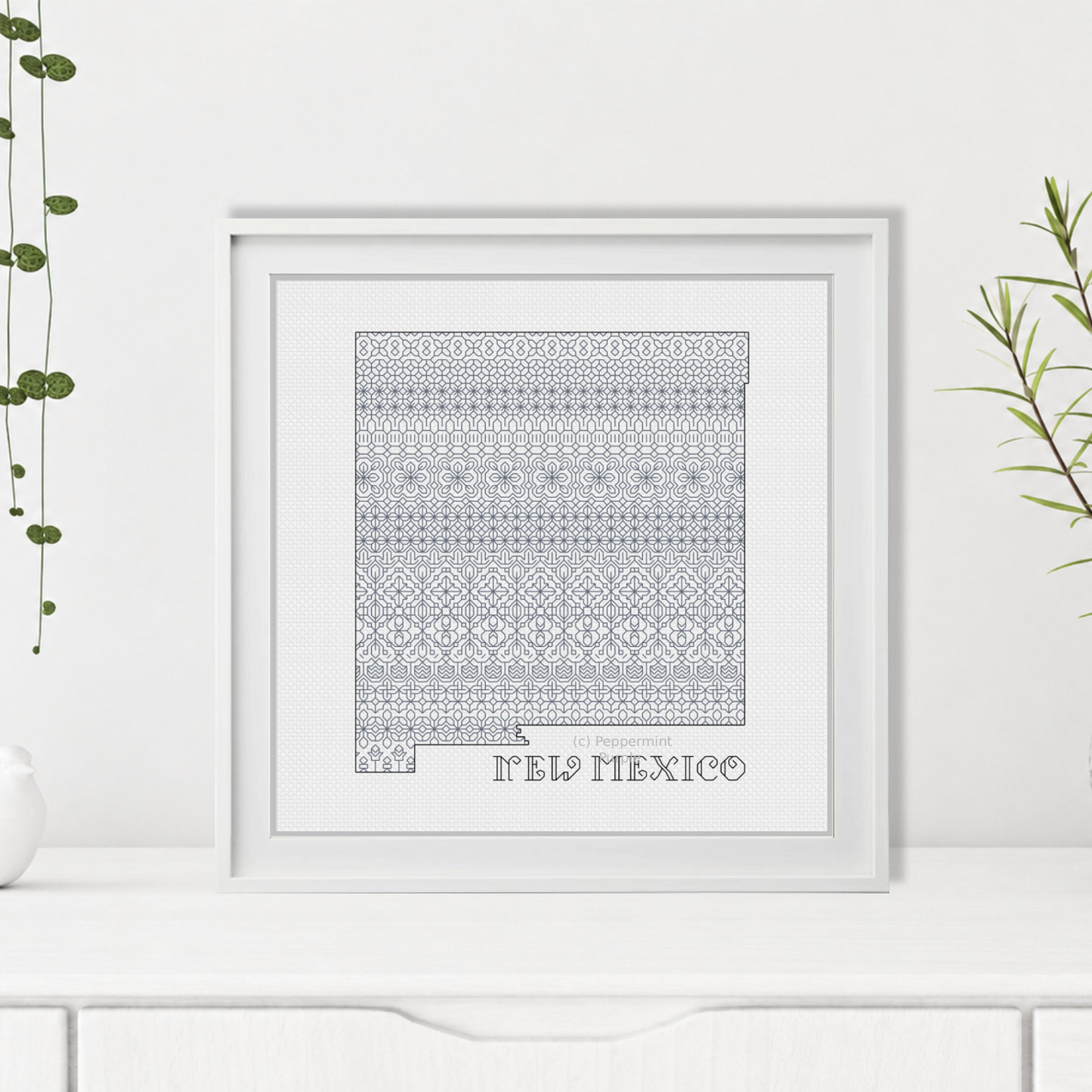 New Mexico Blackwork Blackwork Pattern by Peppermint Purple