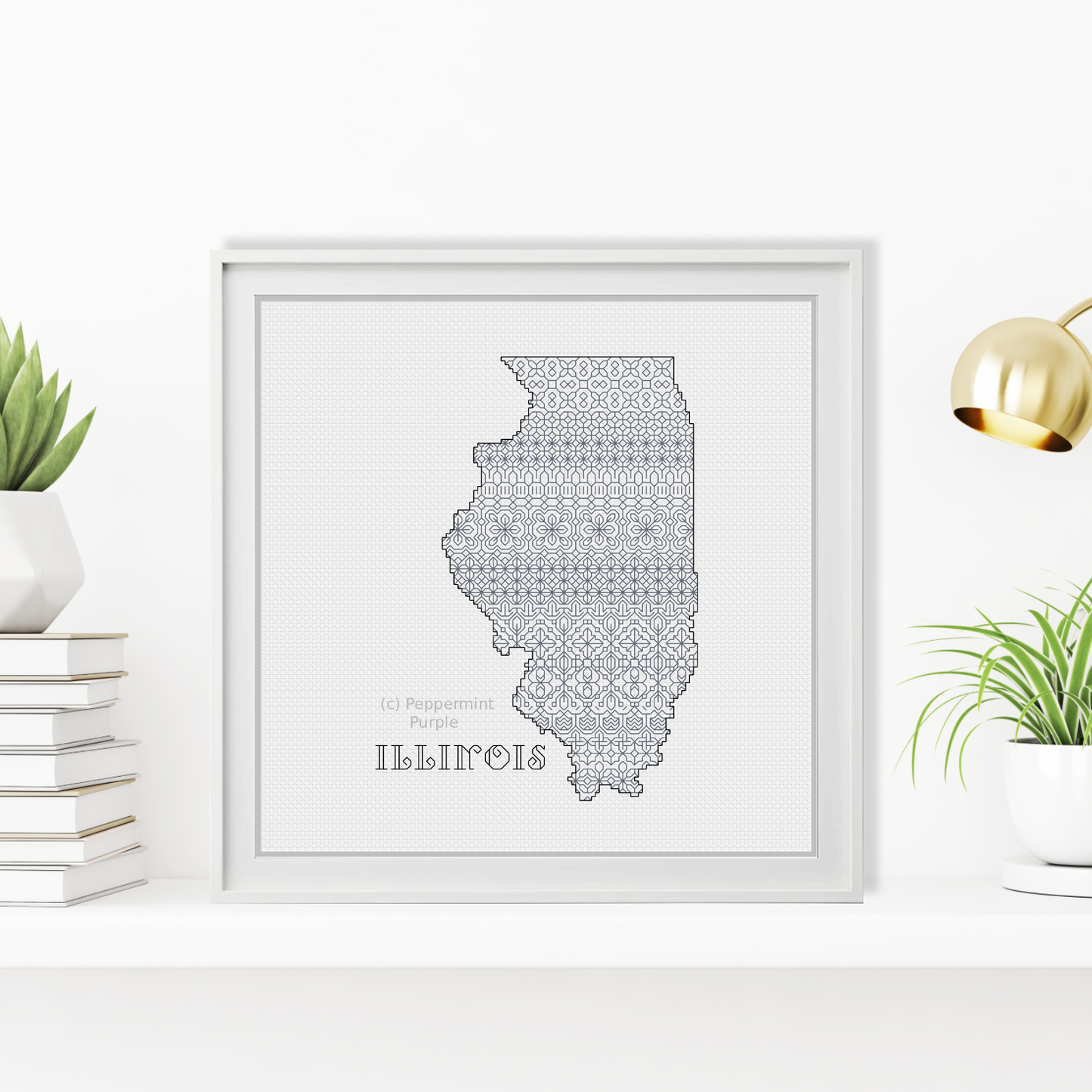 Illinois Blackwork Blackwork Pattern by Peppermint Purple