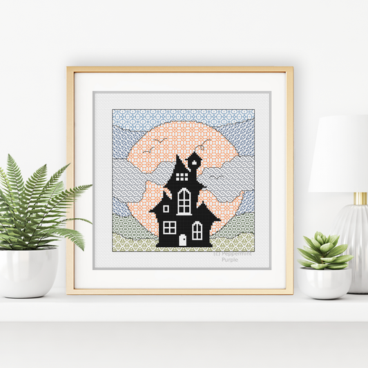 Haunted House Blackwork Pattern by Peppermint Purple