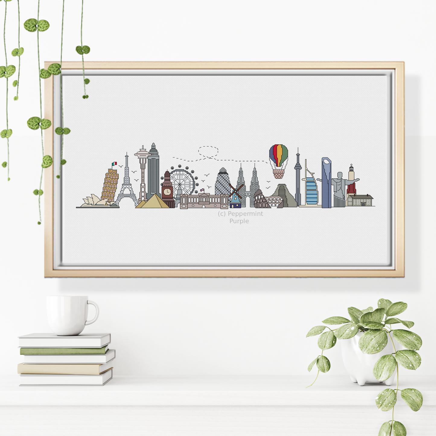 World Landmarks Blackwork Pattern by Peppermint Purple