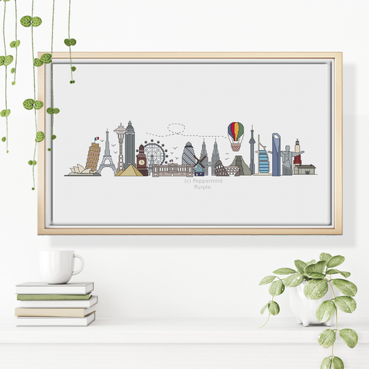 World Landmarks Blackwork Pattern by Peppermint Purple