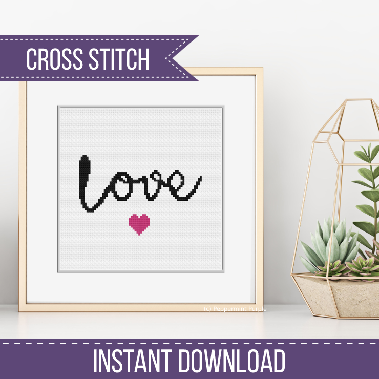 Simple Love Cross Stitch Pattern by Peppermint Purple