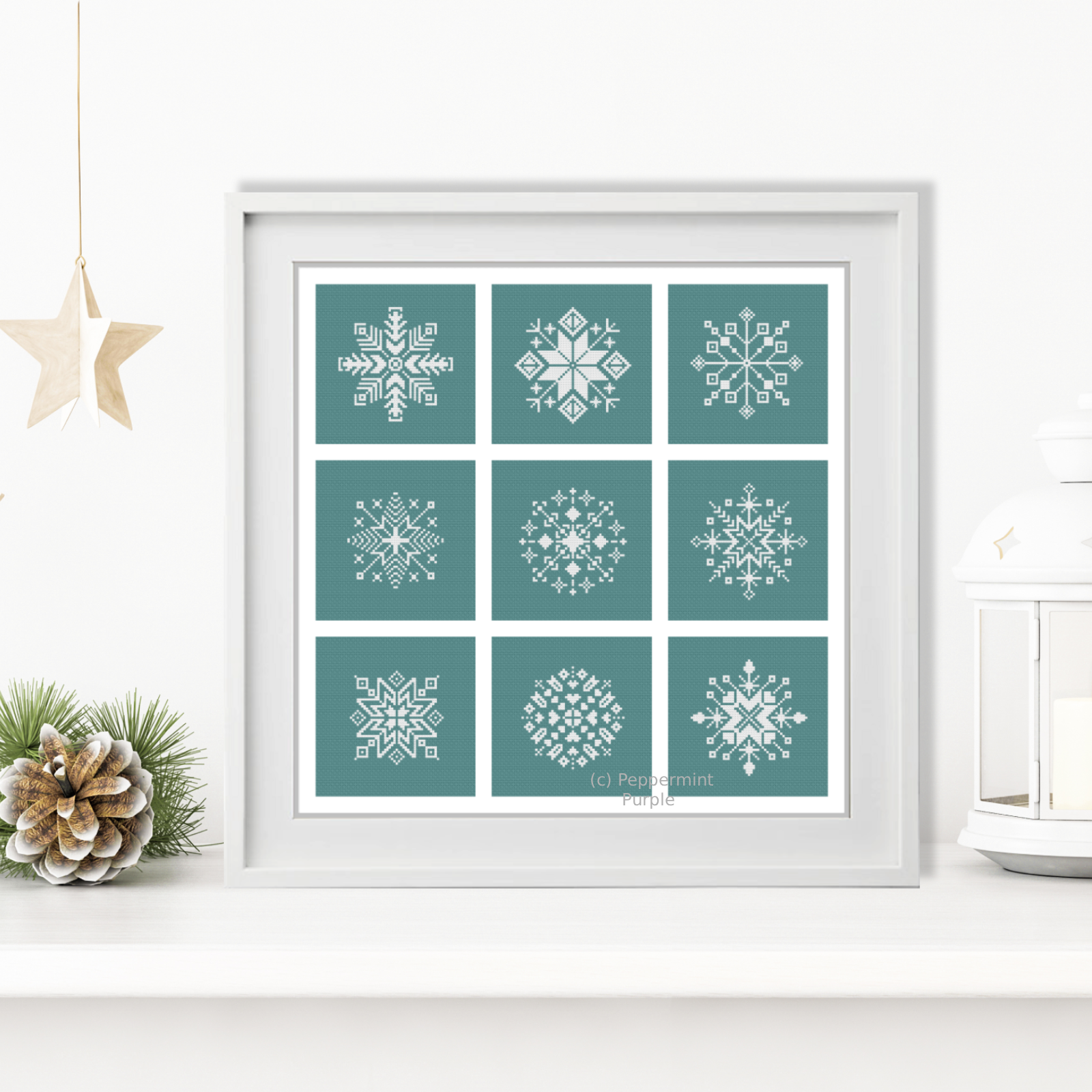 9 Snowflakes Cross Stitch Pattern by Peppermint Purple
