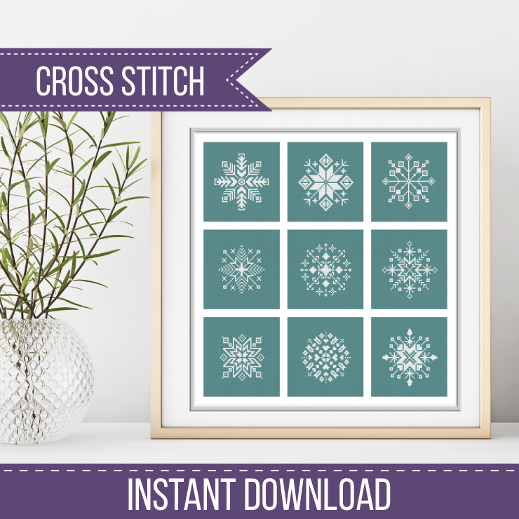 9 Snowflakes Cross Stitch Pattern by Peppermint Purple