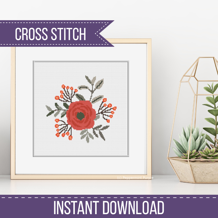 Flower Motif Cross Stitch Pattern by Peppermint Purple