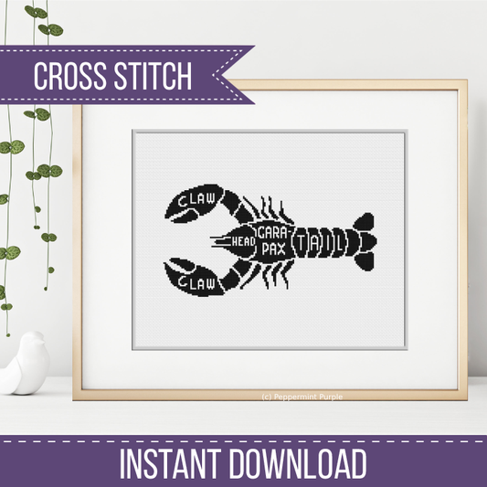 Meat Cuts - Lobster Cross Stitch Pattern by Peppermint Purple