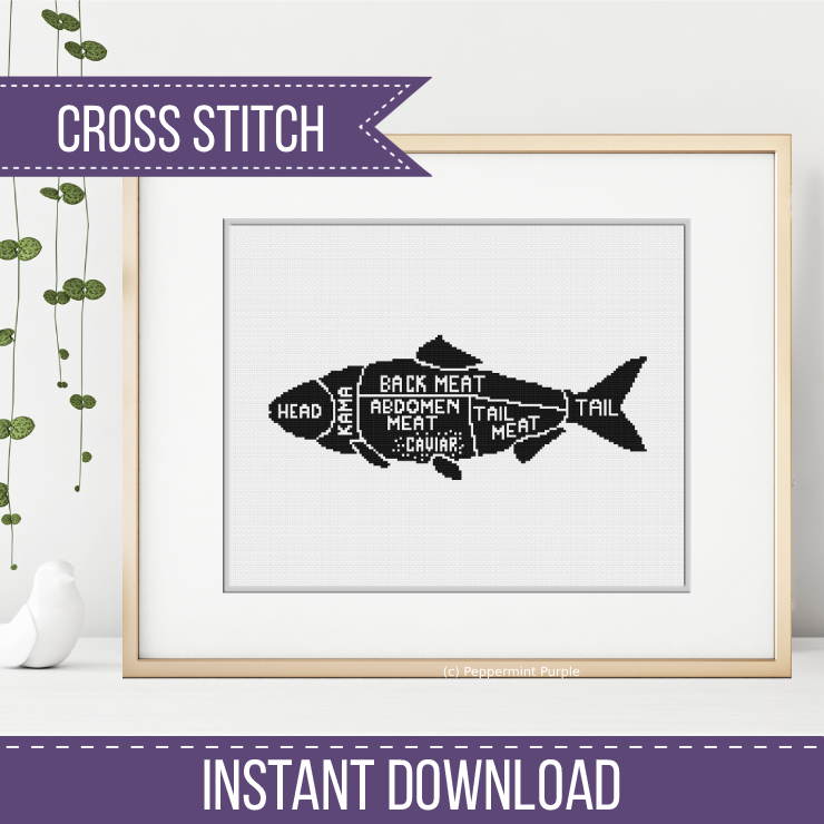 Meat Cuts - Fish Cross Stitch Pattern by Peppermint Purple