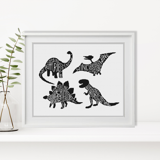 Meat Cuts - Dinosaurs Cross Stitch Pattern by Peppermint Purple