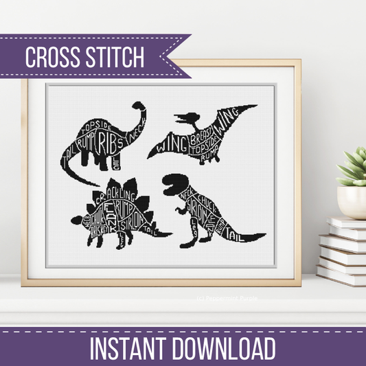 Meat Cuts - Dinosaurs Cross Stitch Pattern by Peppermint Purple