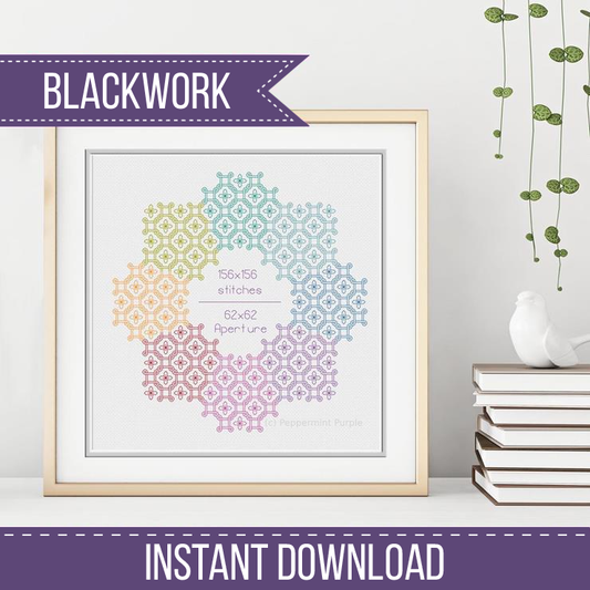 Rainbow Frame Blackwork Pattern by Peppermint Purple