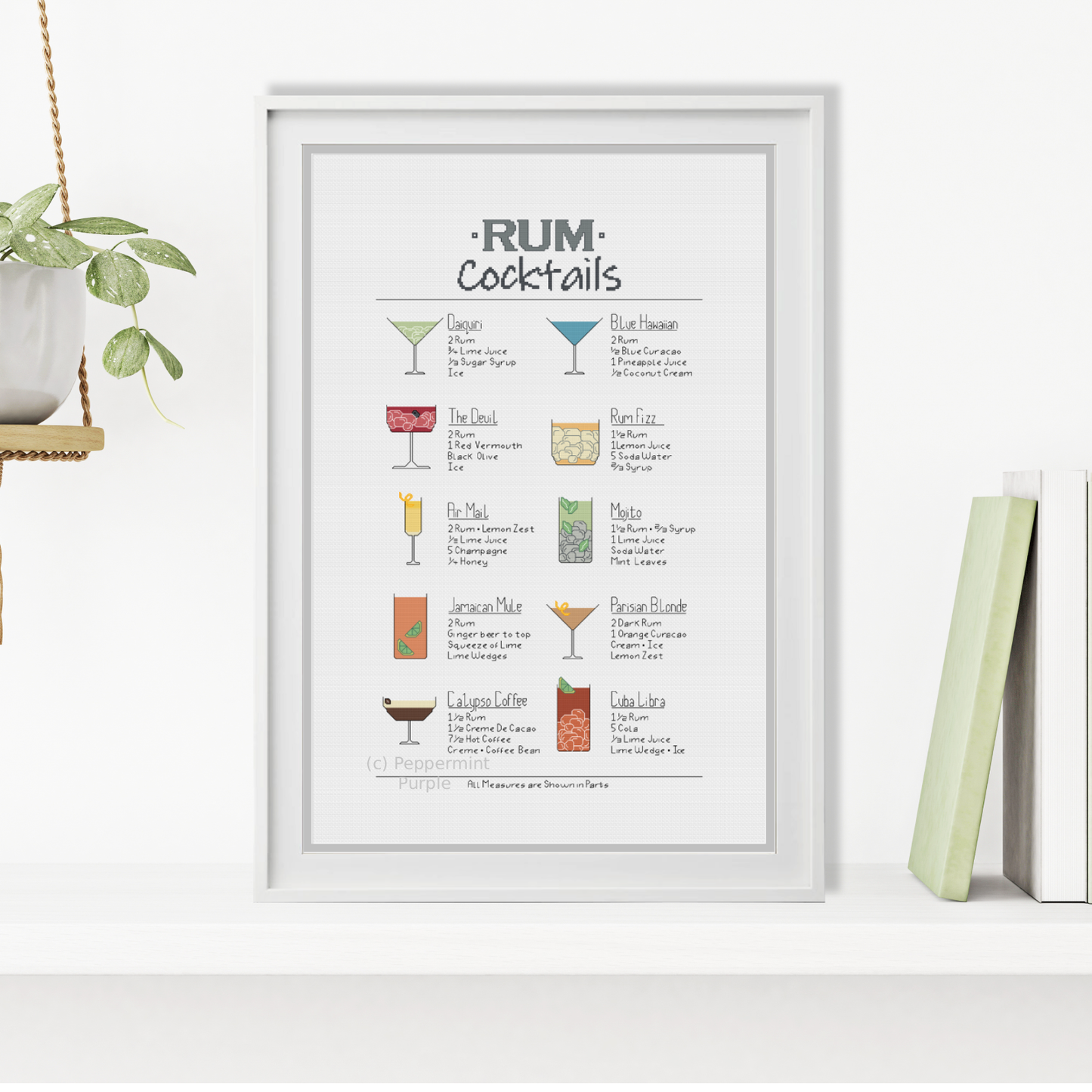 Rum Cocktails Cross Stitch Pattern by Peppermint Purple