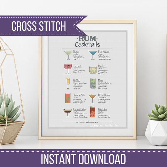 Rum Cocktails Cross Stitch Pattern by Peppermint Purple