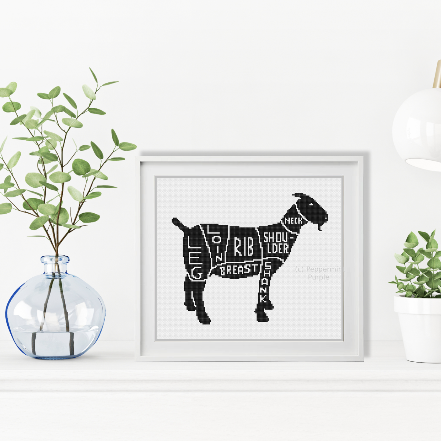 Meat Cuts - Goat Cross Stitch Pattern by Peppermint Purple
