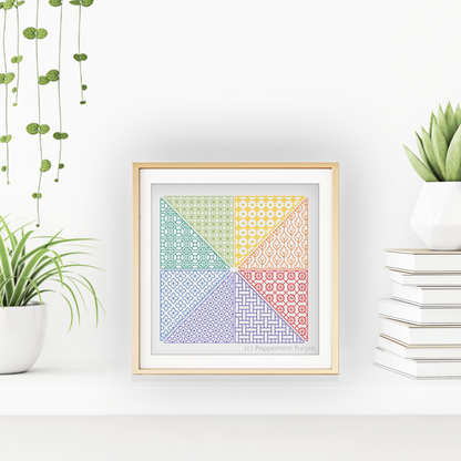 Coloured BlackWork Square Blackwork Pattern by Peppermint Purple