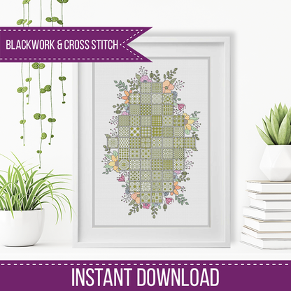 2023 Floral Layout - Blackwork Patterns & Cross Stitch by Peppermint Purple