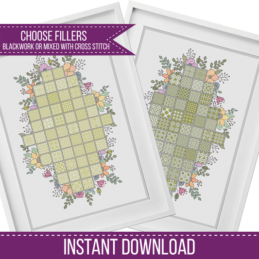 2023 Floral Layout - Blackwork Patterns & Cross Stitch by Peppermint Purple