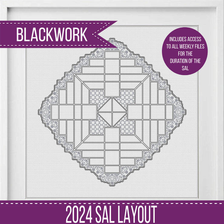 2024 SAL - Adamas Border - Blackwork Patterns & Cross Stitch by Peppermint Purple
