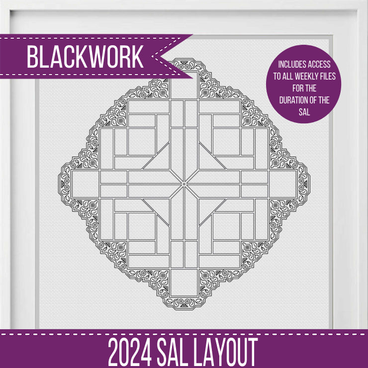2024 SAL - Bellus Border - Blackwork Patterns & Cross Stitch by Peppermint Purple