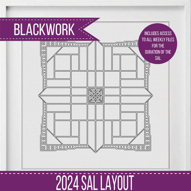 2024 SAL - Dimensiva Border - Blackwork Patterns & Cross Stitch by Peppermint Purple