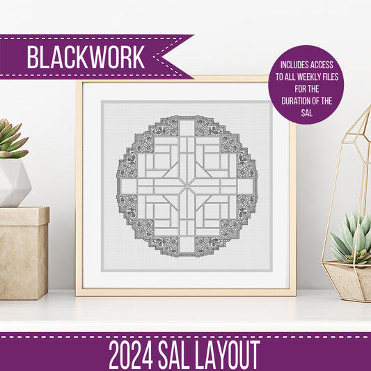 2024 SAL - Doily Border - Blackwork Patterns & Cross Stitch by Peppermint Purple