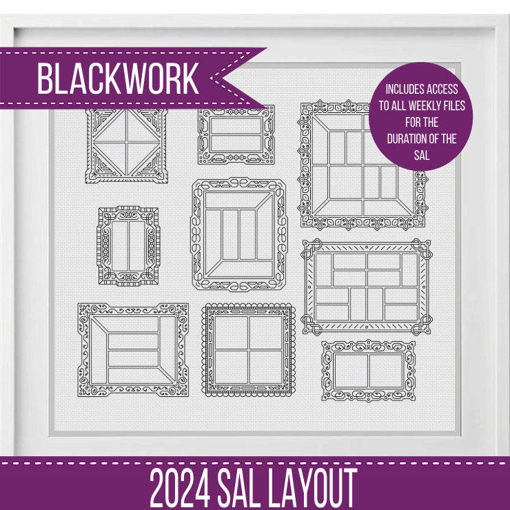 2024 SAL - Frames Border - Blackwork Patterns & Cross Stitch by Peppermint Purple