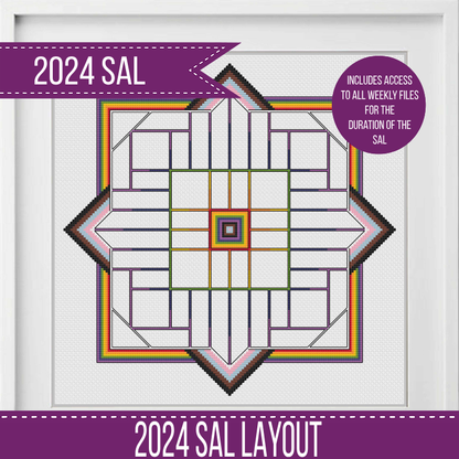 2024 SAL - Rainbow Border - Blackwork Patterns & Cross Stitch by Peppermint Purple