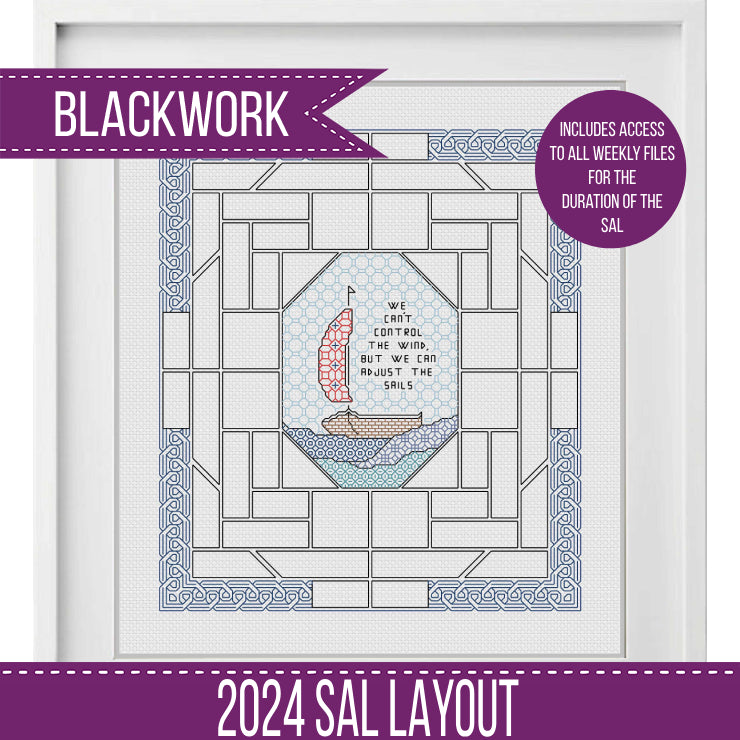 2024 SAL - The Wind Border - Blackwork Patterns & Cross Stitch by Peppermint Purple