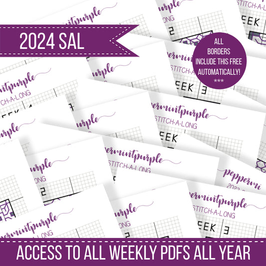 2024 SAL - Weekly Files - OPTIONAL ! - Blackwork Patterns & Cross Stitch by Peppermint Purple