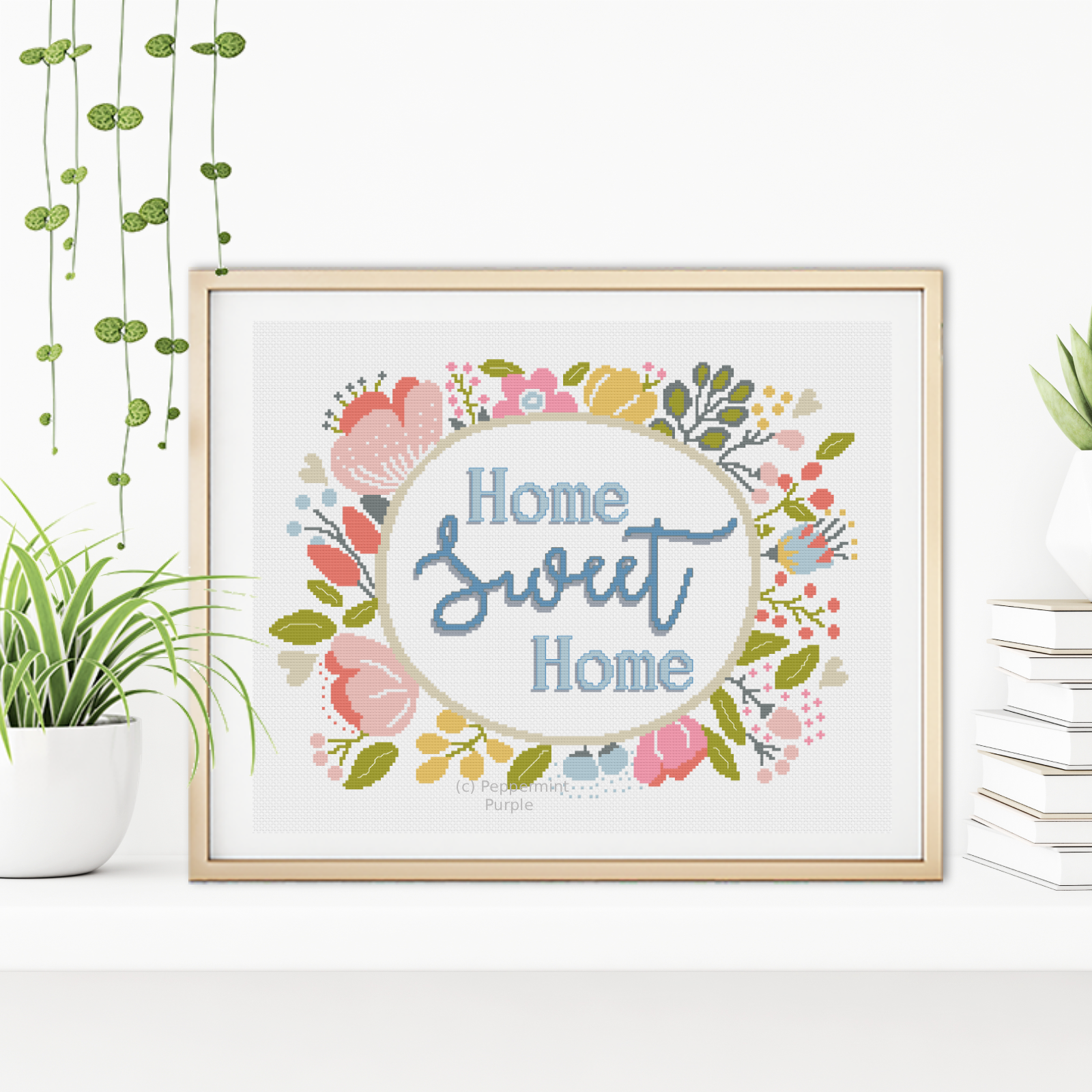 Home Sweet Home Cross Stitch Pattern by Peppermint Purple