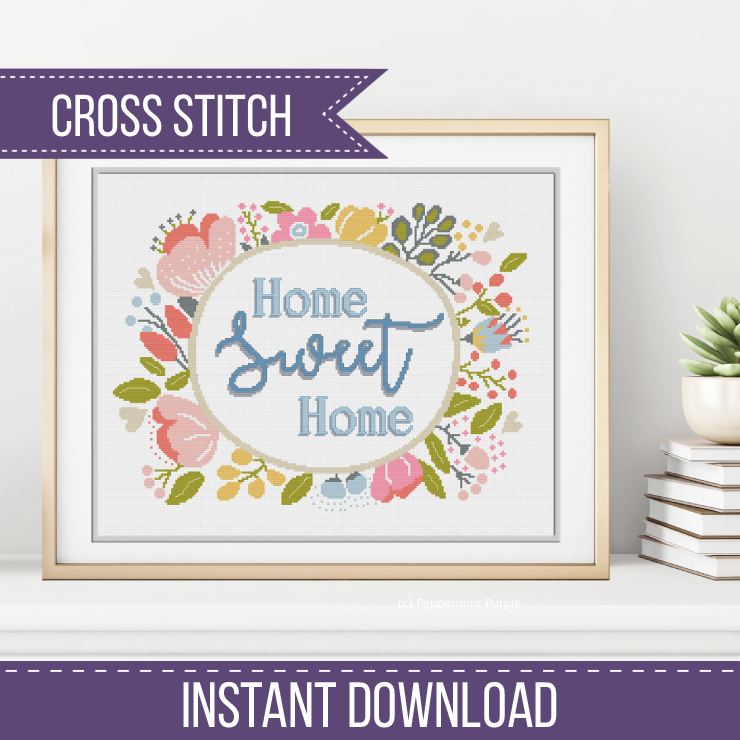 Home Sweet Home Cross Stitch Pattern by Peppermint Purple