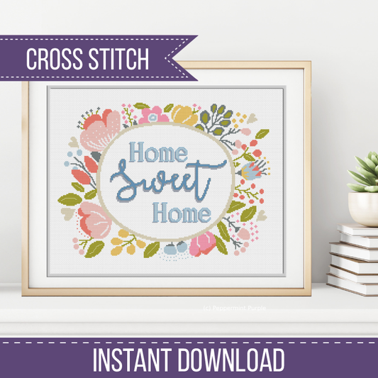 Home Sweet Home Cross Stitch Pattern by Peppermint Purple