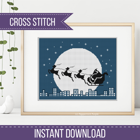 Santas Sleigh Cross Stitch Pattern by Peppermint Purple