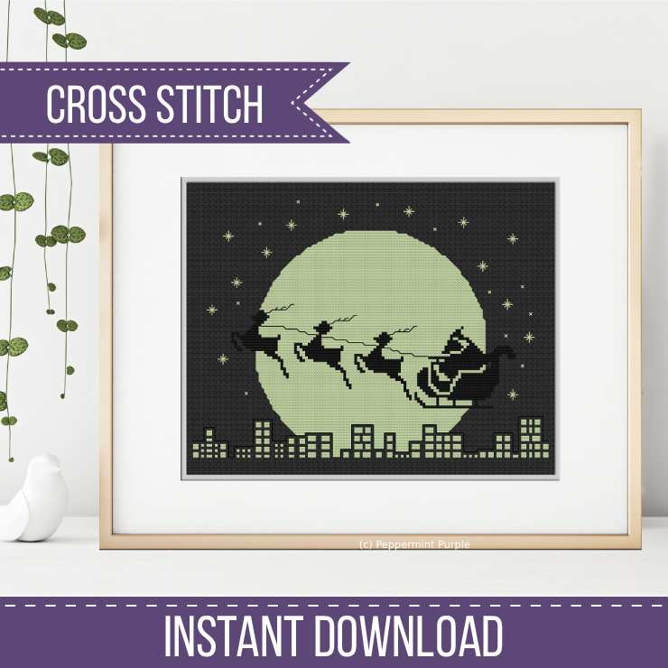 Santas Sleigh Cross Stitch Pattern by Peppermint Purple