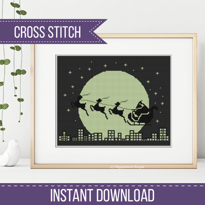 Santas Sleigh Cross Stitch Pattern by Peppermint Purple