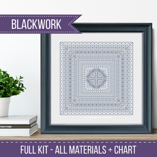 Navy Study In Colour Blackwork Kit Blackwork Kit by Peppermint Purple