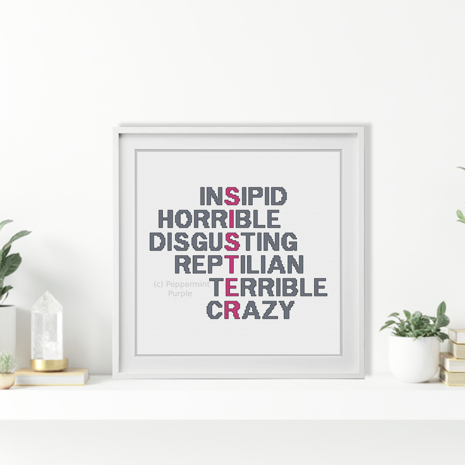 Snarky Brother Acrostic Cross Stitch Pattern by Peppermint Purple