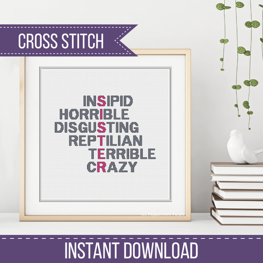 Snarky Sister Acrostic Cross Stitch Pattern by Peppermint Purple