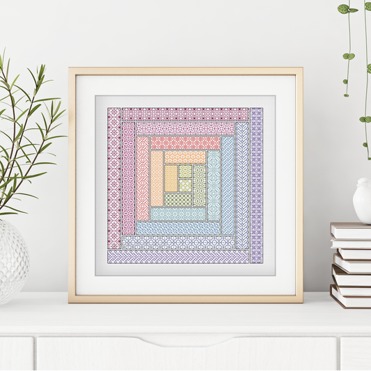 Log Cabin Blackwork Blackwork Pattern by Peppermint Purple
