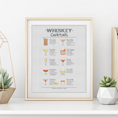 Whiskey Cocktails Cross Stitch Pattern by Peppermint Purple
