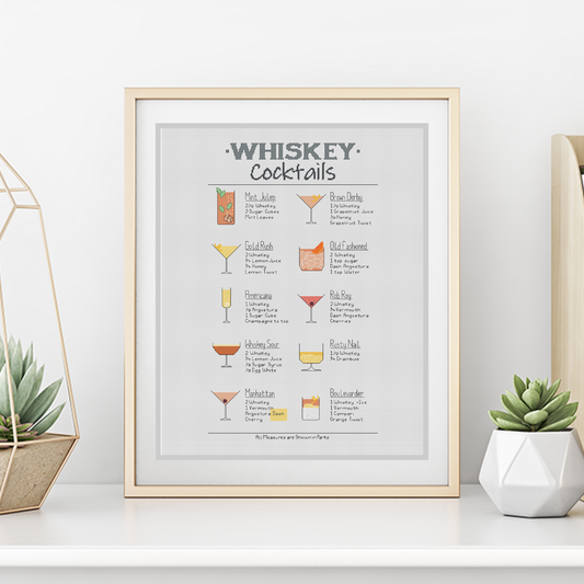 Whiskey Cocktails Cross Stitch Pattern by Peppermint Purple