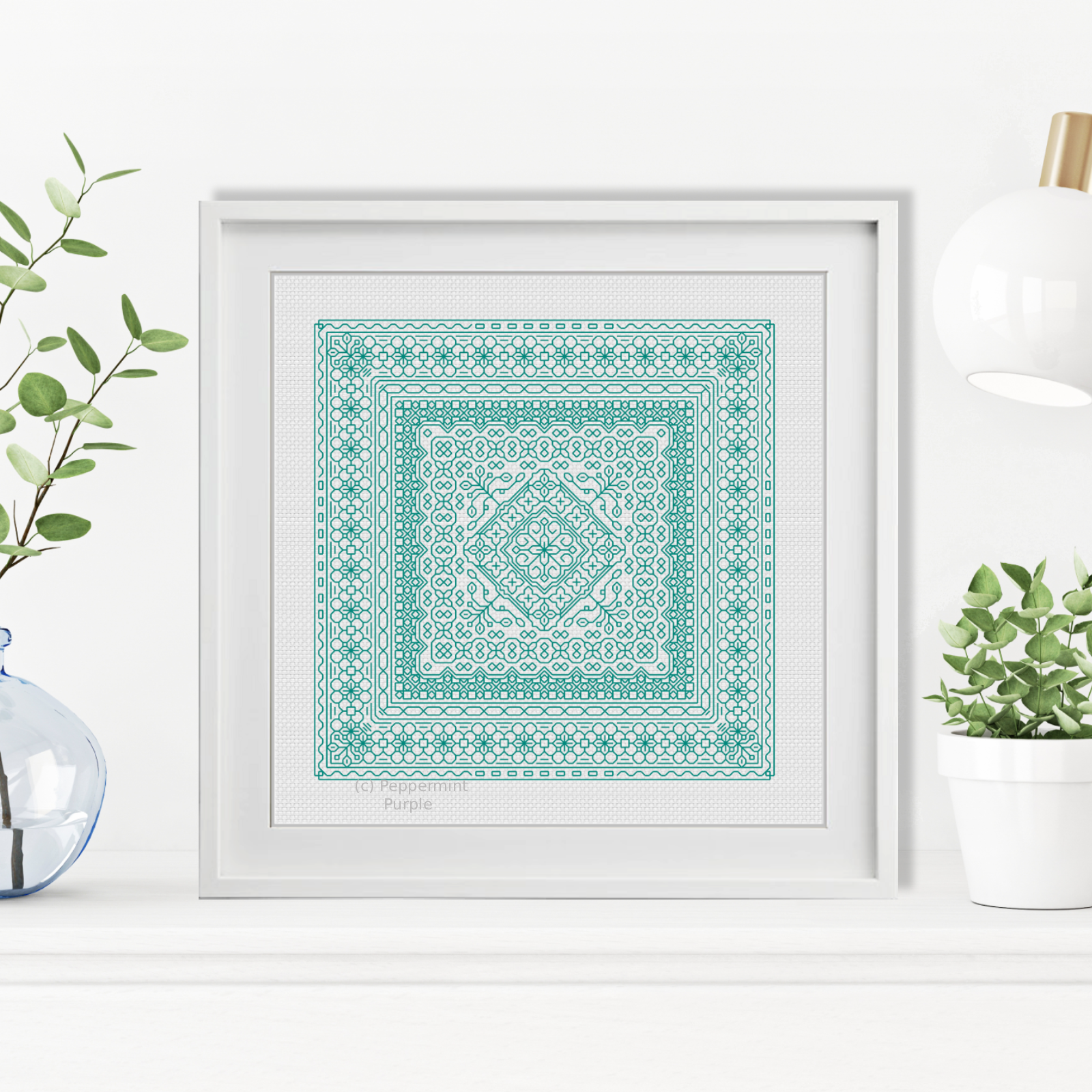 Study In Sea Green Blackwork Study In Colour by Peppermint Purple