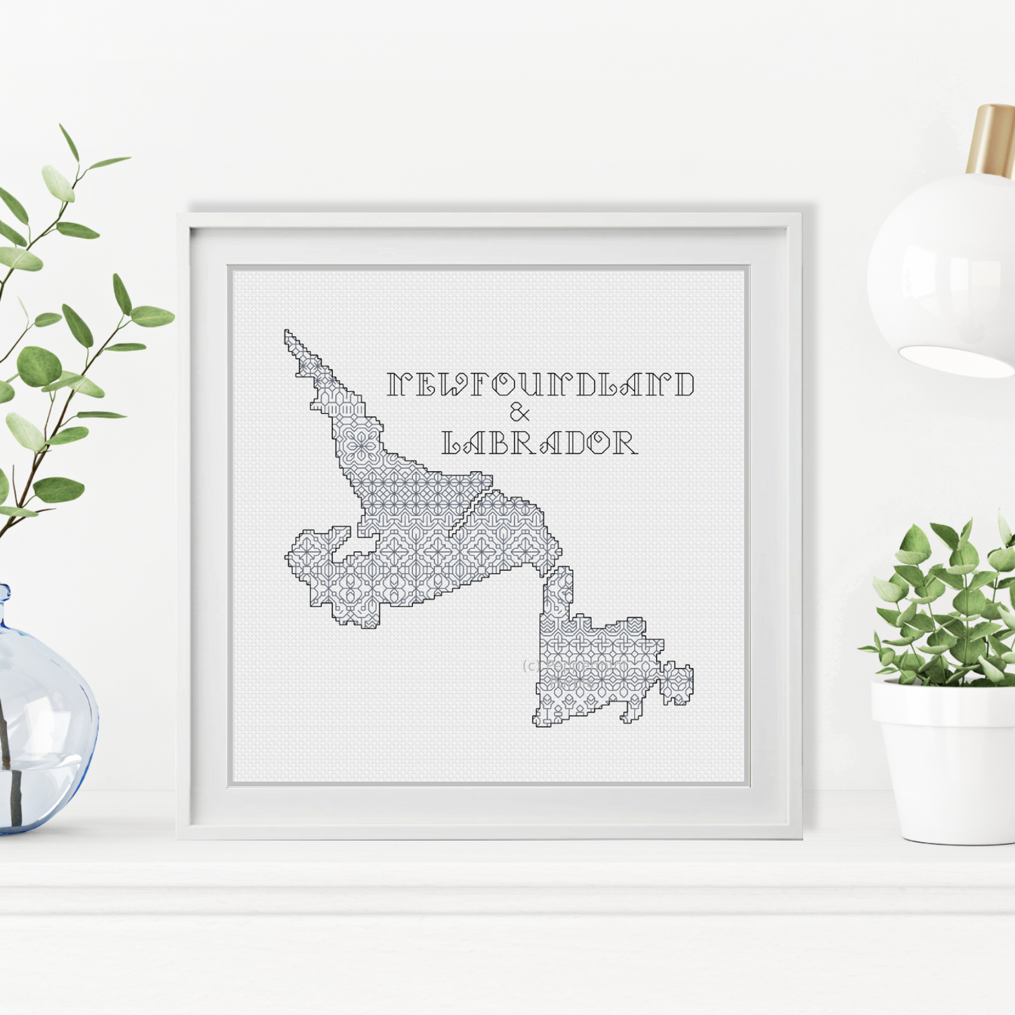 Newfoundland & Labrador Blackwork Pattern by Peppermint Purple