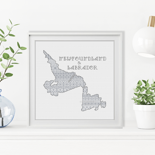 Newfoundland & Labrador Blackwork Pattern by Peppermint Purple