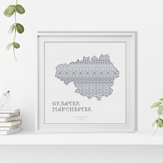 Greater Manchester Blackwork Blackwork Pattern by Peppermint Purple